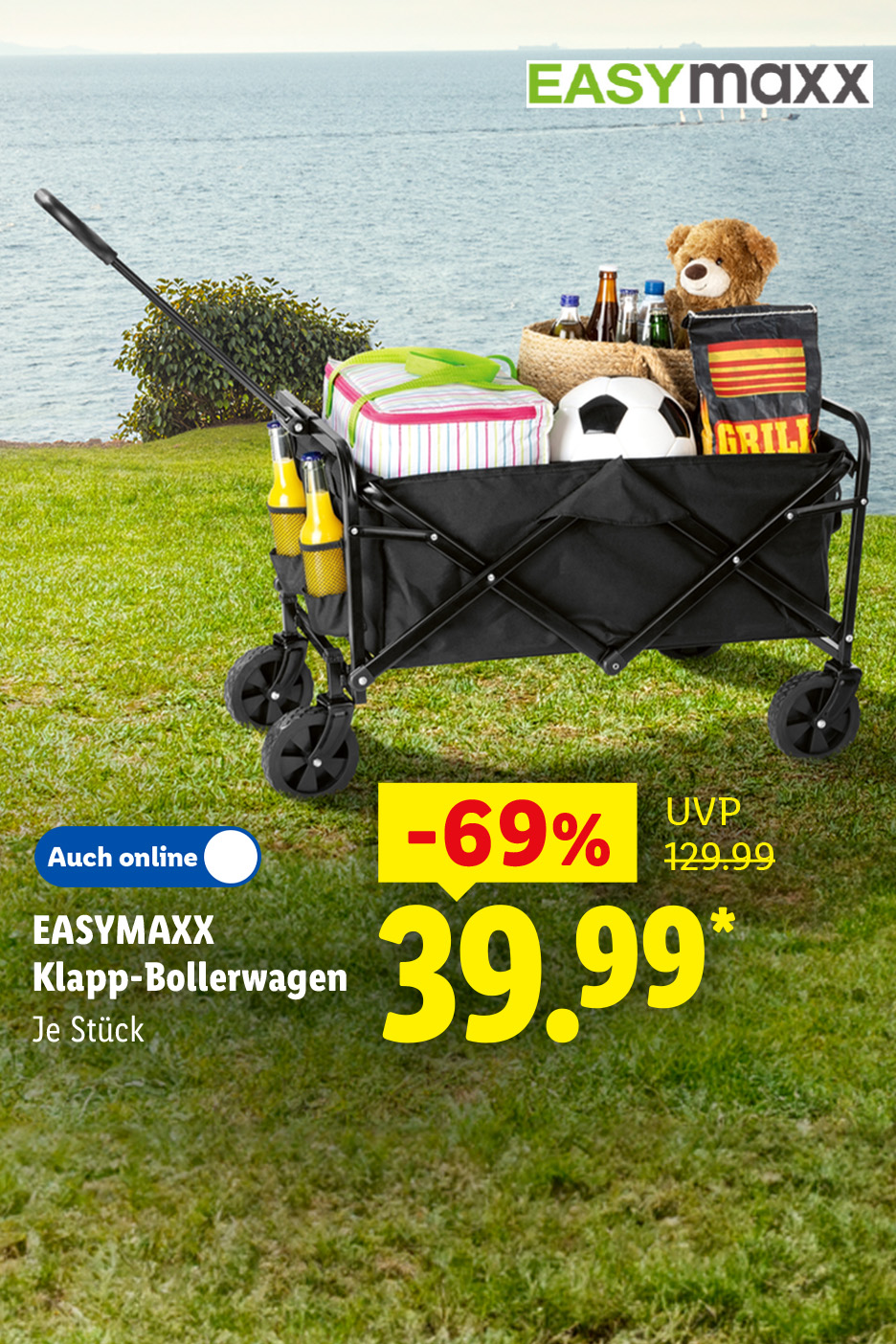 EASYMAXX Klapp-Bollerwagen, schwarz, je Stück -69% günstiger, Auch online für 39.99 €*.