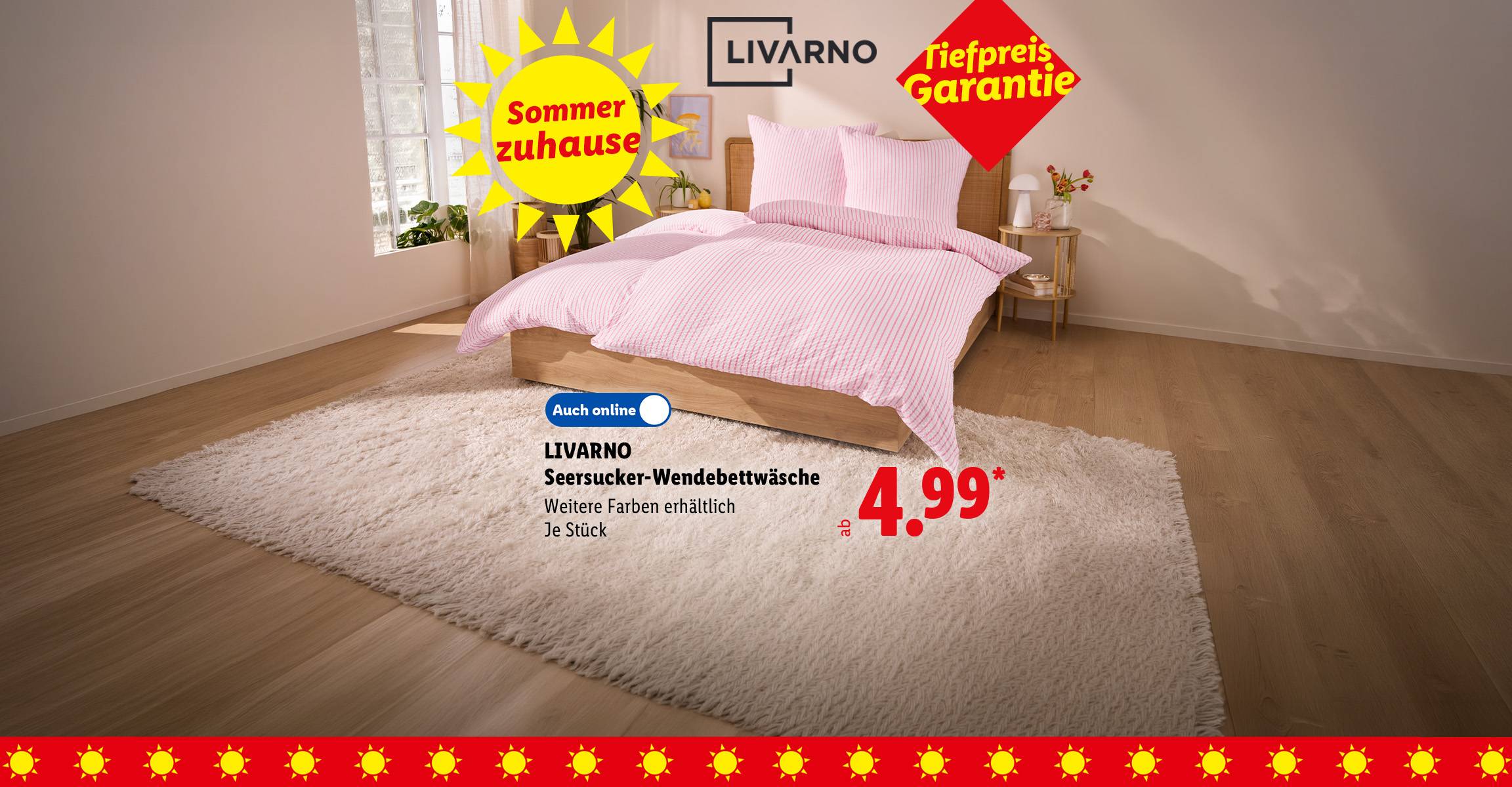 Sommer zuhause, Tiefpreis Garantie: LIVARNO Seersucker-Wendebettwäsche, Weitere Farben erhältlich, je Stück, in der Filiale und online erhältlich ab 4.99 €*.