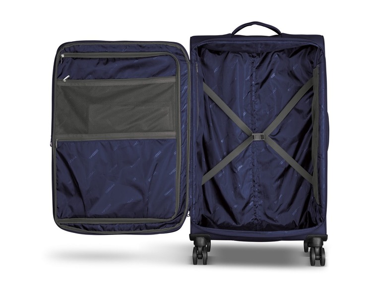 Gehe zu Vollbildansicht: TOPMOVE® Koffer, 96 l Volumen, erweiterbar, 4 Rollen, mit Zahlenschloss, blau/grau - Bild 2