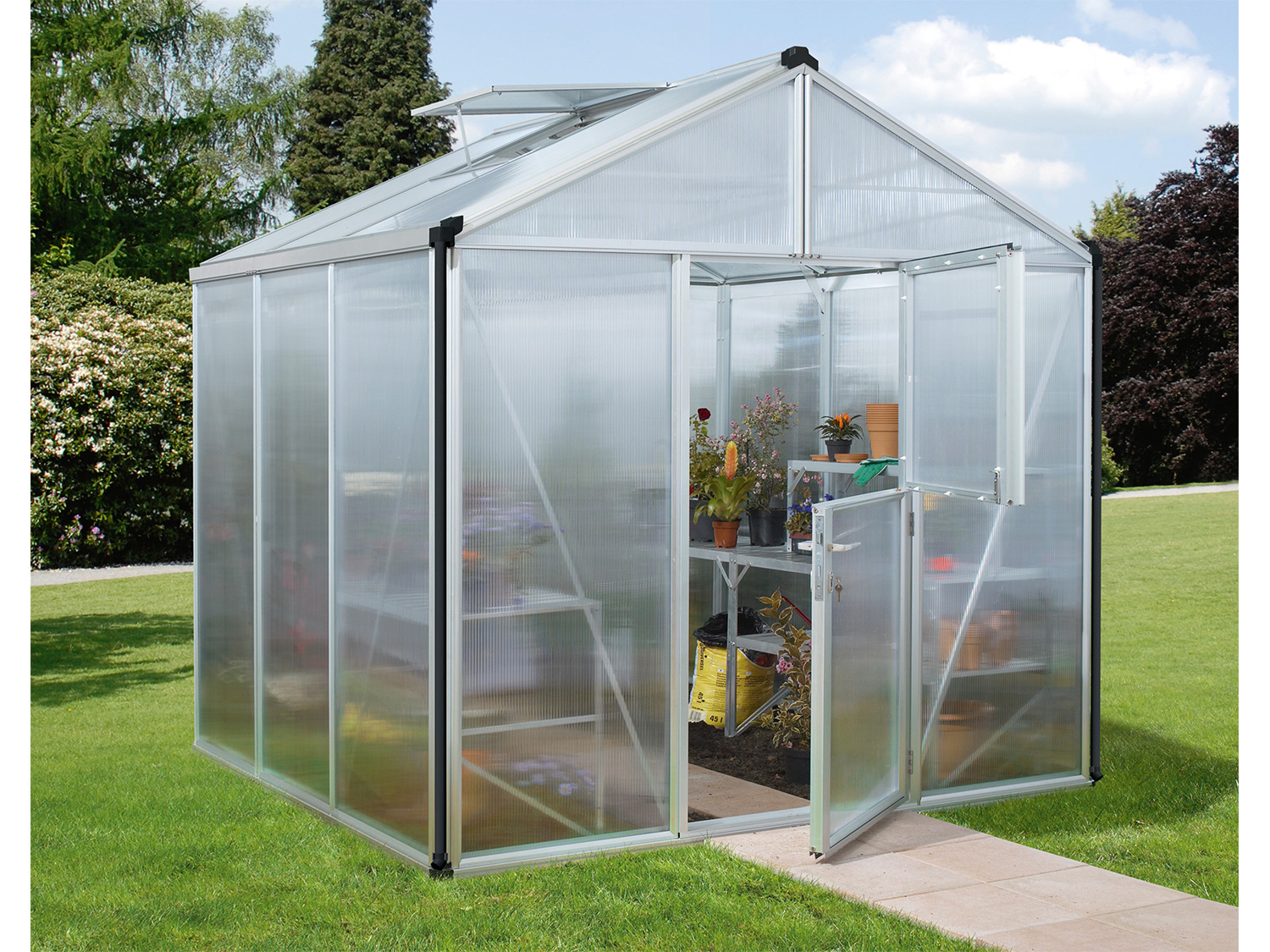 Vitavia Gartengewächshaus Zeus (HKP 16mm, 6,2 m², Aluminium eloxiert) 6,2 m²