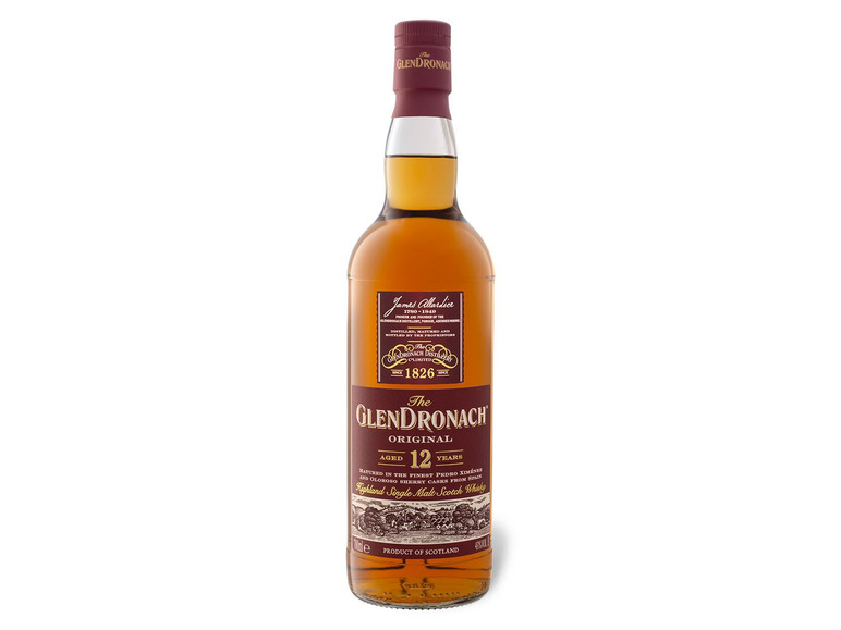 Glendronach Highland Single Malt Scotch Whisky 12 Jahre mit Geschenkbox 43% Vol