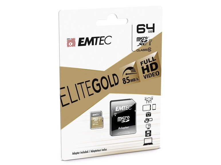 Gehe zu Vollbildansicht: Emtec microSDXC UHS1 U1 EliteGold Speicherkarte - Bild 3
