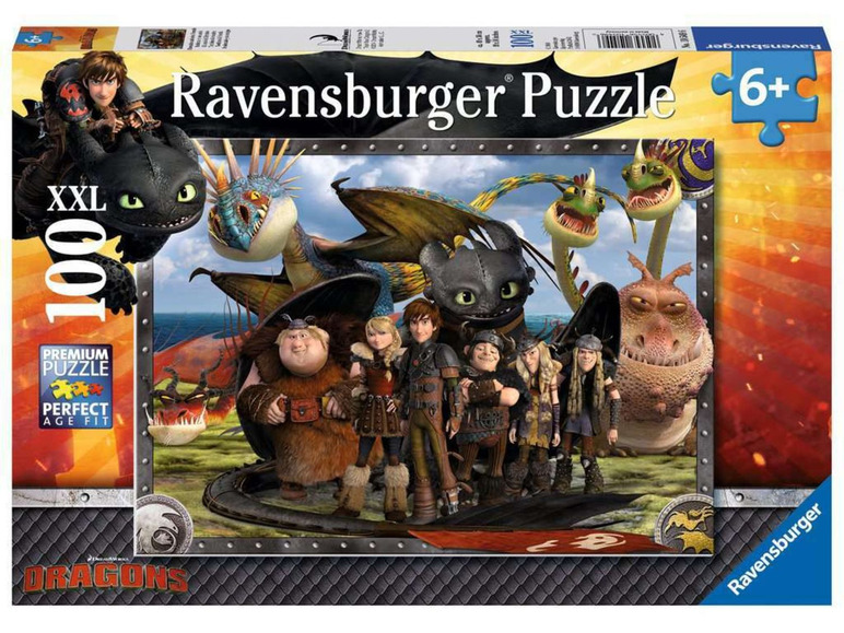 Gehe zu Vollbildansicht: Ravensburger XXL-Puzzle Drachenzähmen leicht gemacht:Ohnezahn und seine Freunde - Bild 1