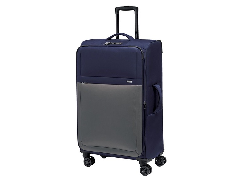 Gehe zu Vollbildansicht: TOPMOVE® Koffer, 96 l Volumen, erweiterbar, 4 Rollen, mit Zahlenschloss, blau/grau - Bild 1