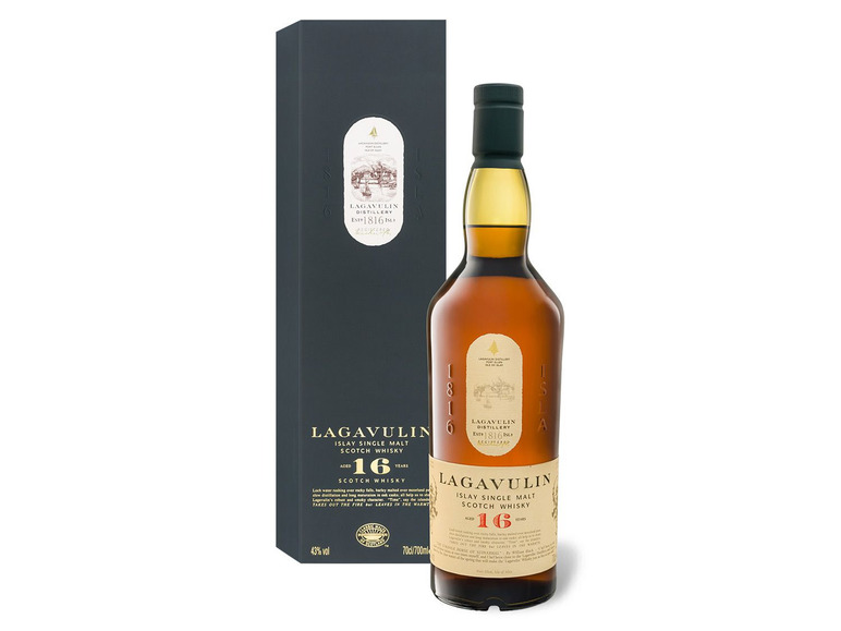 Lagavulin Islay Whisky mit 43% Jahre Vol Malt Scotch Geschenkbox 16 Single