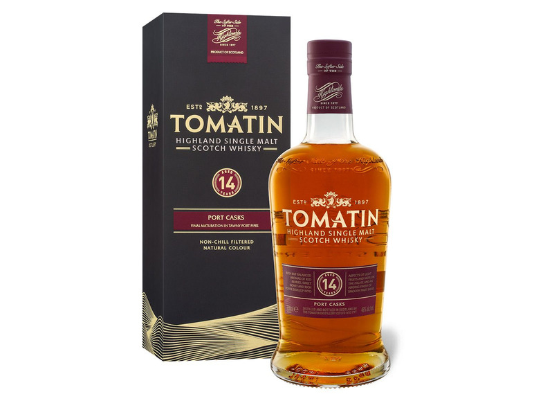 Tomatin Single 46% Geschenkbox mit Scotch Highland 14 Vol Whisky Malt Jahre