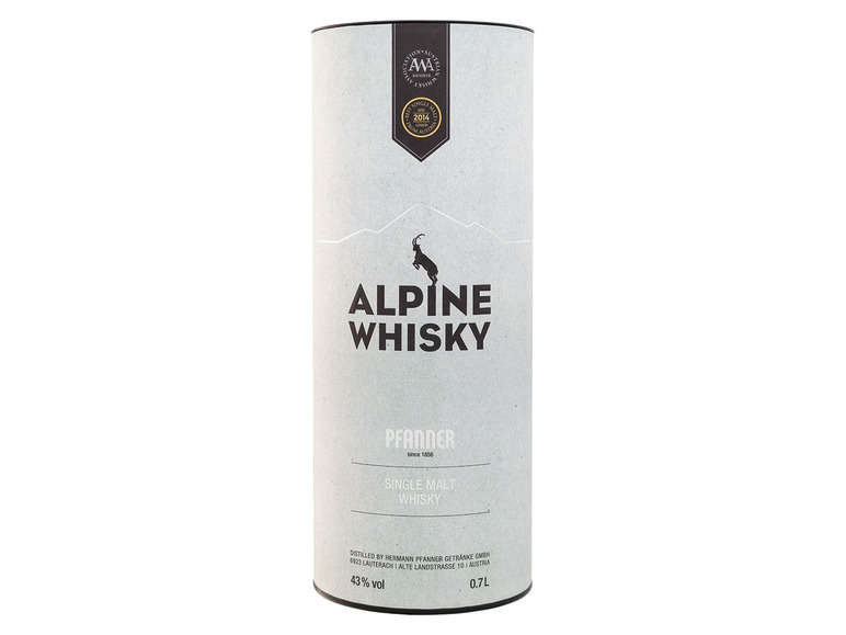 mit 43% Vol Whisky Single Malt Pfanner Geschenkbox Alpine