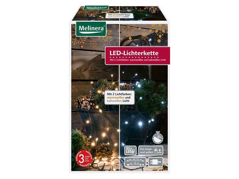 Gehe zu Vollbildansicht: MELINERA® Lichterkette 80 LED mit wechselbarer Lichtfarbe und 8 Lichtfunktionen - Bild 1