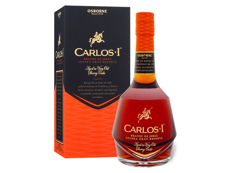 Gehe zu Vollbildansicht: Osborne Carlos I Brandy de Jerez Solera Gran Reserva Sherry Casks mit Geschenkbox 40% Vol - Bild 1