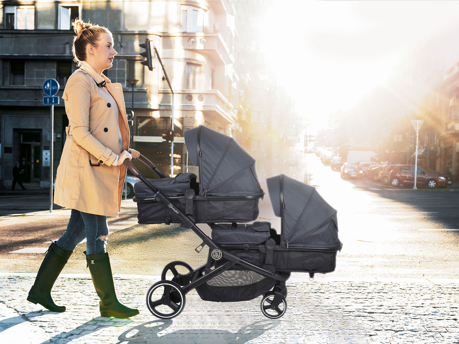 BabyGO Geschwister-Kinderwagen »Twiner«, mit Babywannen und Sportsitzen