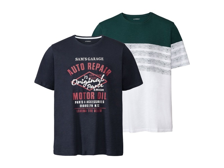 Gehe zu Vollbildansicht: LIVERGY® T-Shirt Herren, 2 Stück, mit legerem Schnitt und Rundhals, aus reiner Baumwolle - Bild 2