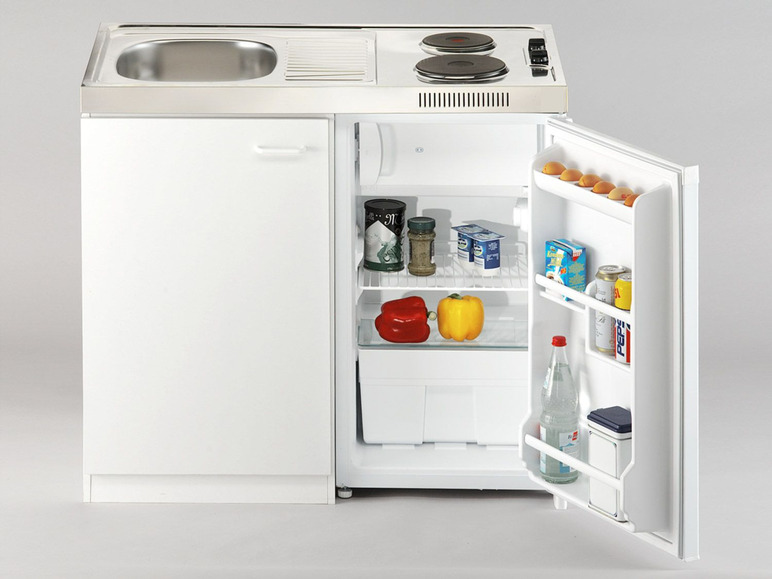 Gehe zu Vollbildansicht: respekta Küchenzeile, Single, B 100 cm, mit 2er Kochfeld, inklusive Kühlschrank - Bild 8