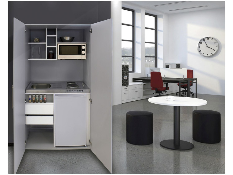 Gehe zu Vollbildansicht: respekta Schrankküche, B 104 cm, mit Kühlschrank, Auflagenspüle mit Duokochfeld - Bild 1