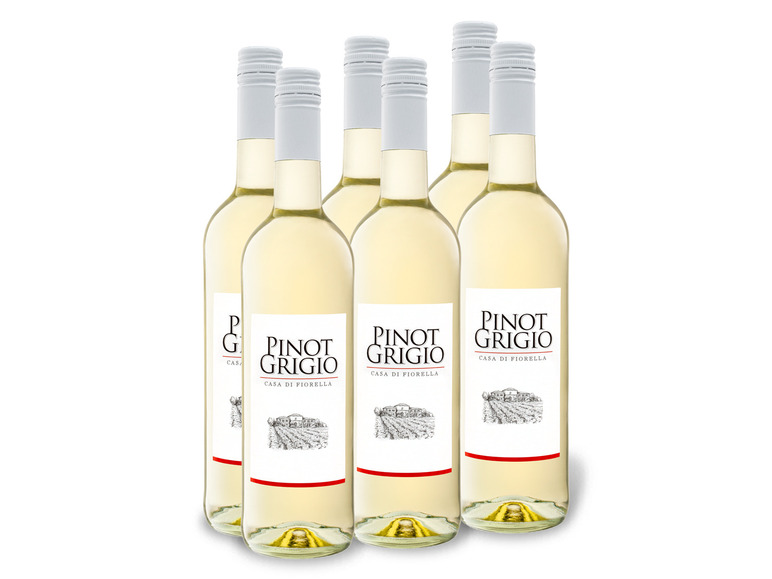 6 x 0,75-l-Flasche Weinpaket Fiorella trocken, Casa Di Weißwein Grigio Pinot