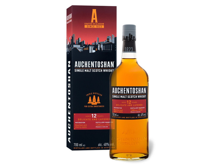 Auchentoshan Lowland Single Malt Scotch Vol 12 Geschenkbox mit Jahre Whisky 40