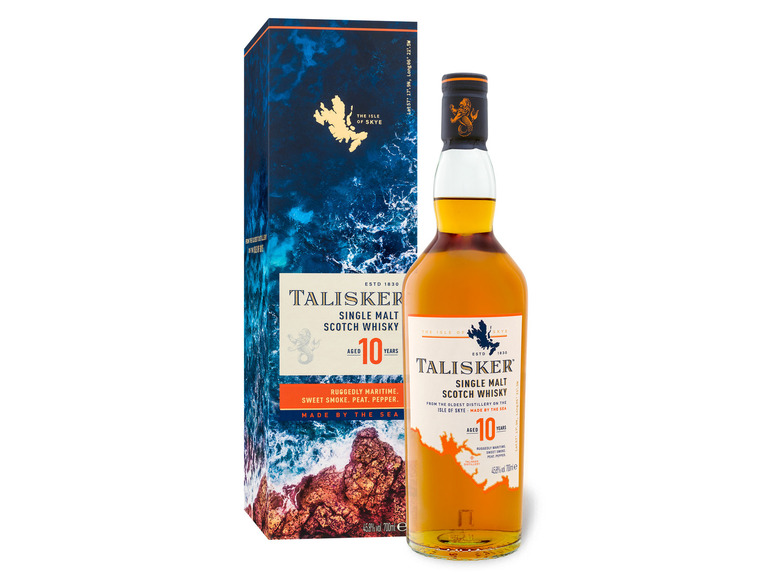 Talisker Single Malt Scotch 10 mit Geschenkbox 45,8% Vol Jahre Whisky
