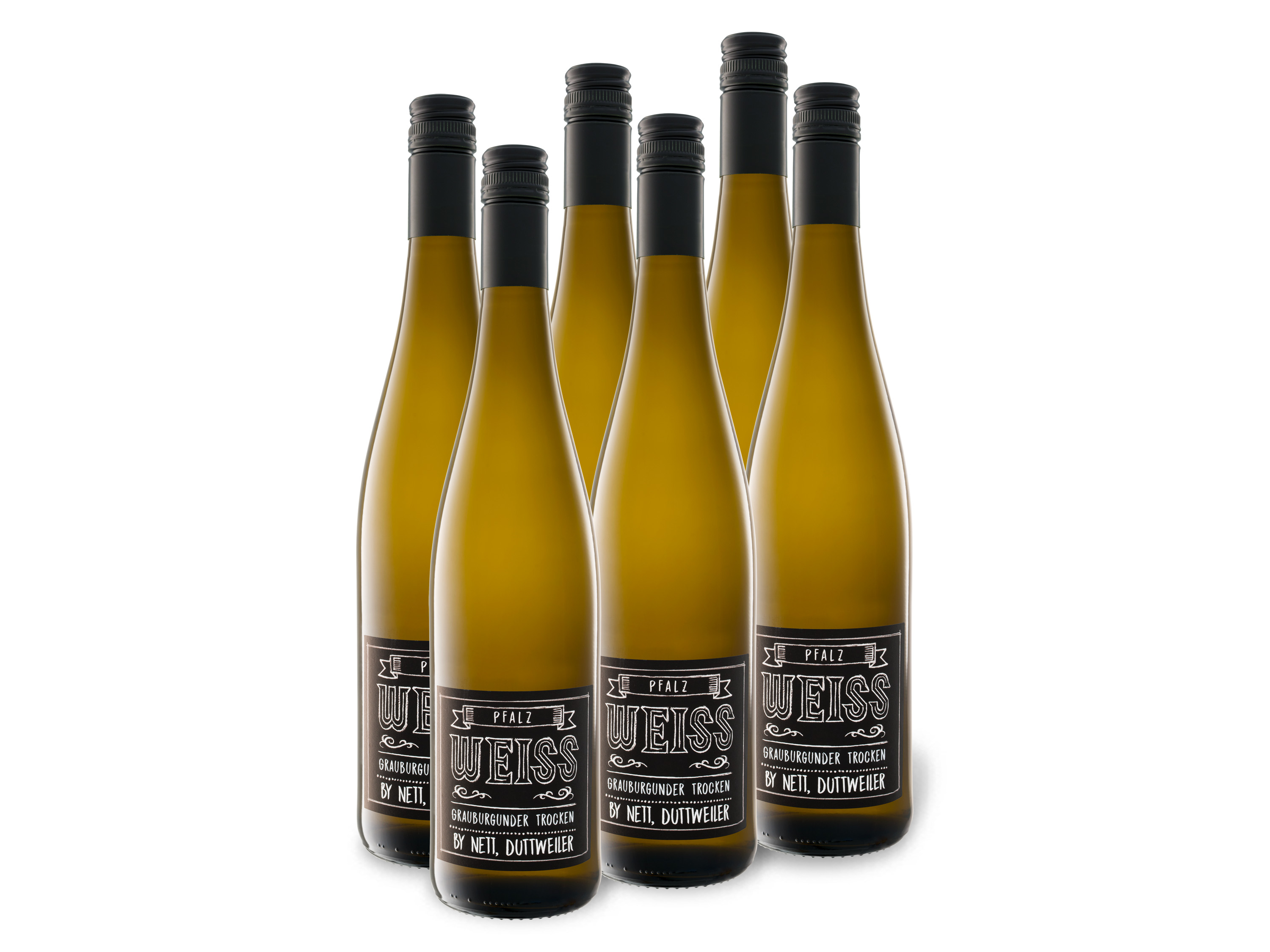 6 x 0,75-l-Flasche Weinpaket Wein by Nett Grauburgunder QbA trocken, Weißwein