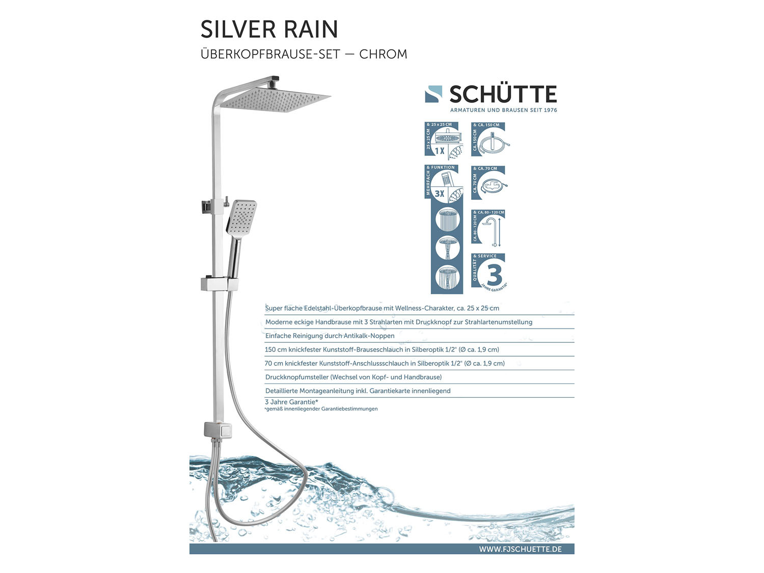 RAIN« Duschsystem Regendusche Schütte mit »SILVER