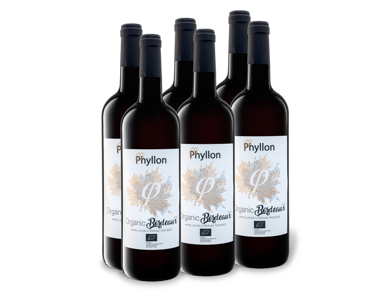 BIO x trocken, Bordeaux Organic Phyllon 0,75-l-Flasche Weinpaket 6 Rotwein AOP