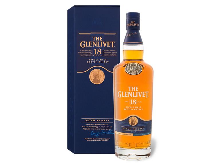 The Glenlivet 40% Geschenkbox Scotch Malt Single Whisky 18 Jahre mit Vol Speyside