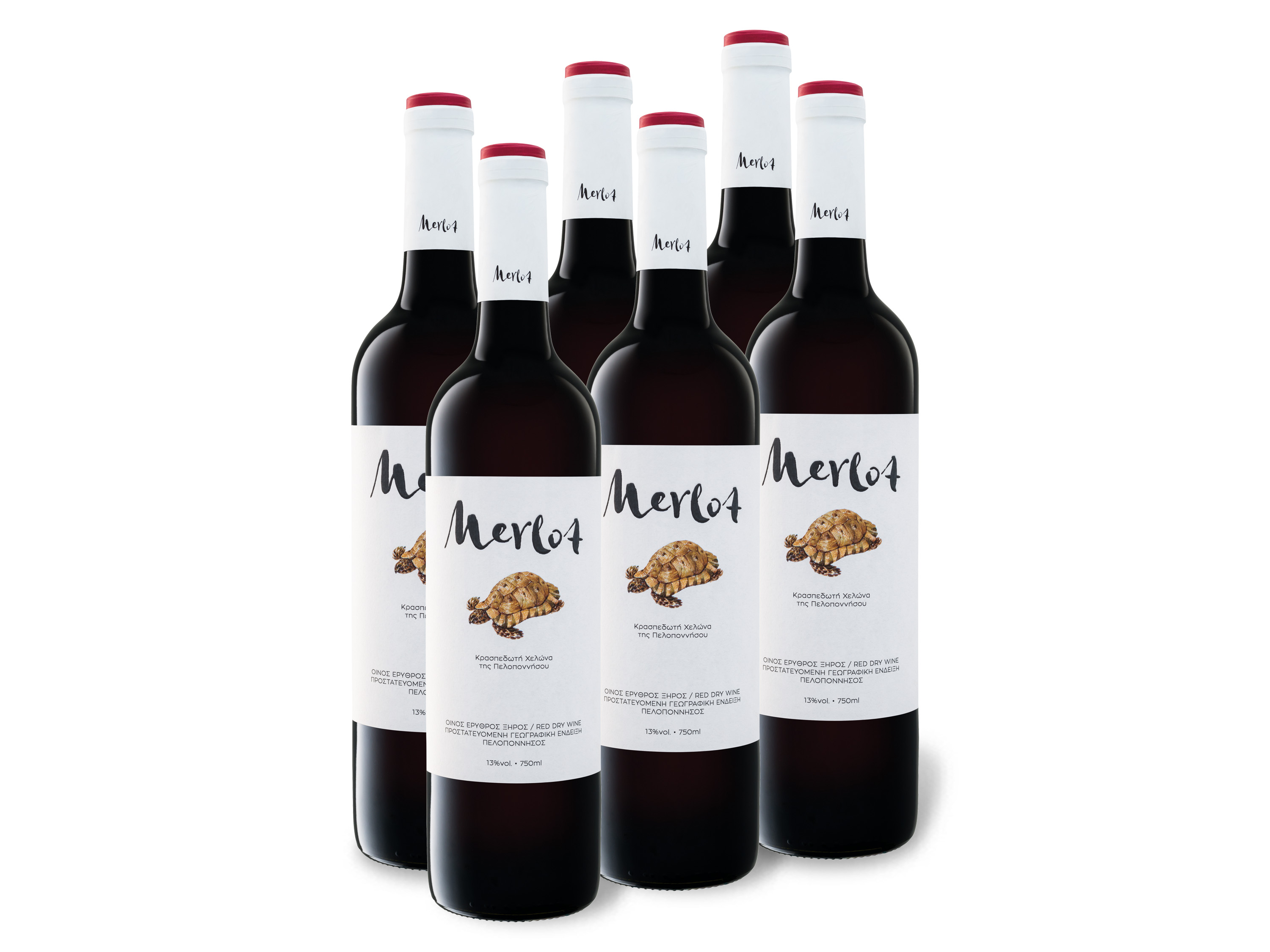 6 x 0,75-l-Flasche Weinpaket Merlot Peloponnes PGE trocken, Rotwein