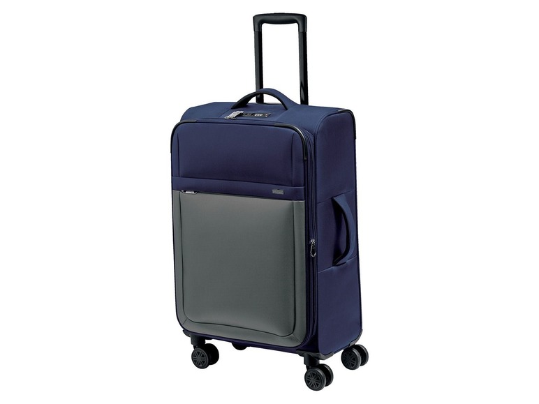 Gehe zu Vollbildansicht: TOPMOVE® Koffer, 62 l Volumen, 4 Rollen, mit Zahlenschloss, blau/grau - Bild 1