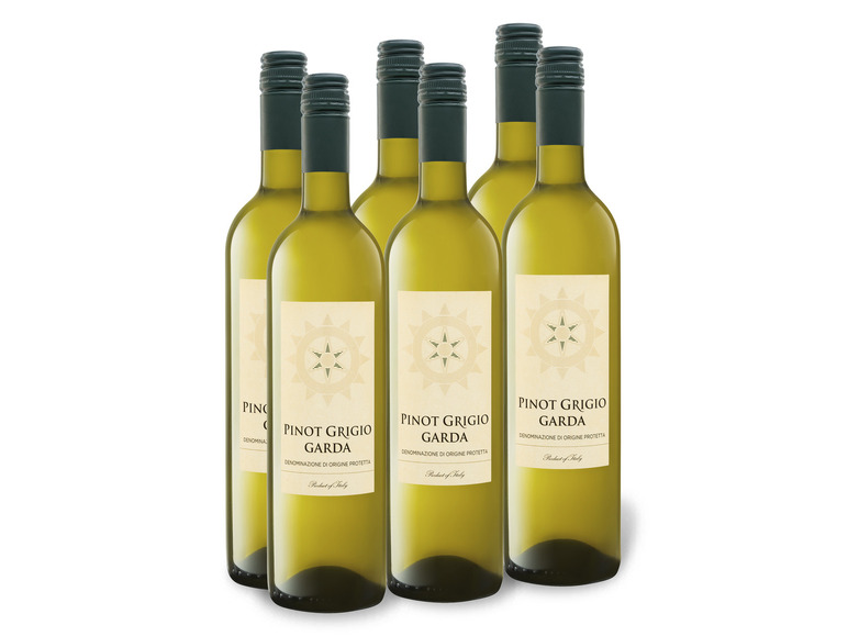 Grigio trocken, 6 Weißwein Pinot Garda DOP x 0,75-l-Flasche Weinpaket