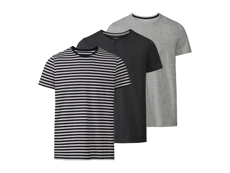 Gehe zu Vollbildansicht: LIVERGY® T-Shirt Herren, 3 Stück, mit Rundhals oder V-Ausschnitt, hoher Baumwollanteil - Bild 2