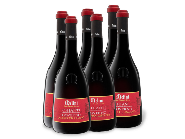 6 x Rotwein Weinpaket Toscano 0,75-l-Flasche Melini Chianti all\'Uso DOCG Governo trocken