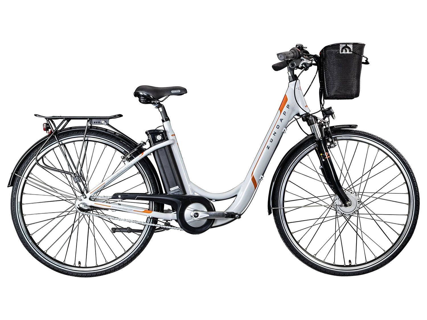 Zündapp Z510 700c E-Bike E Cityrad Damenrad Pedelec Elektrofahrrad Damen Fahrrad 28 Zoll (weiß orange)