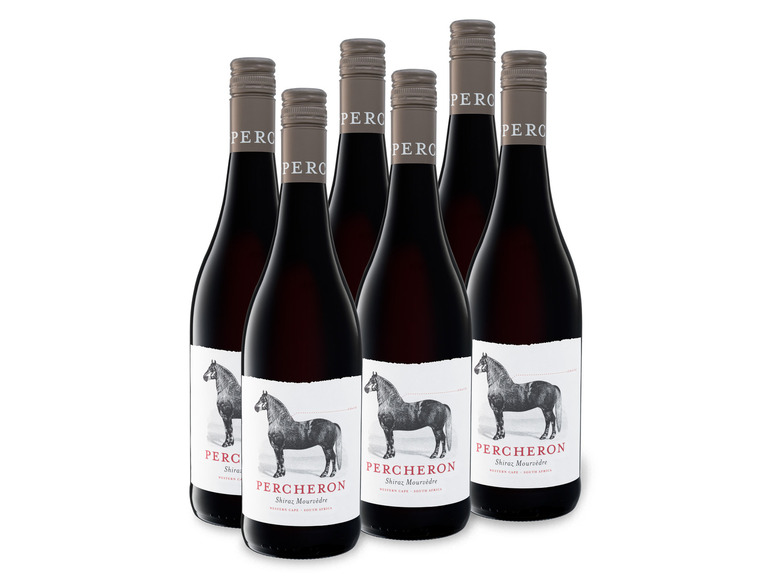 6 x 0,75-l-Flasche Mourvedre trocken, Rotwein Percheron Südafrika Shiraz Weinpaket