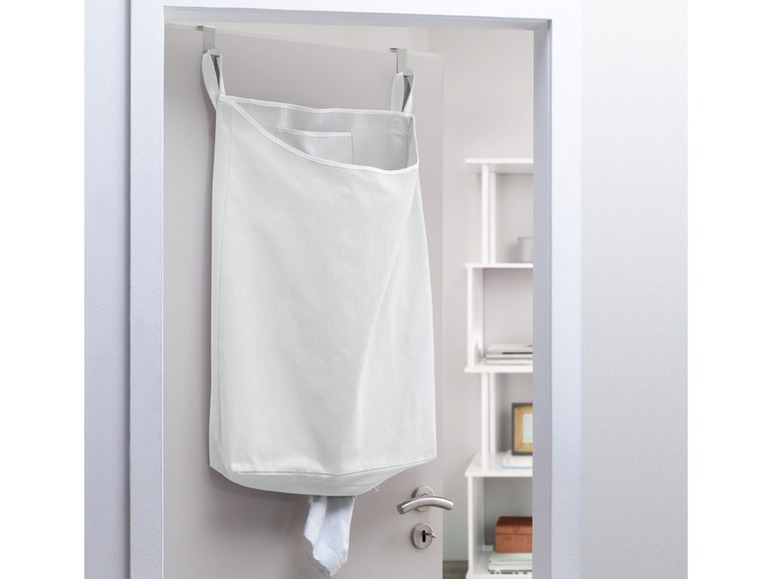 Gehe zu Vollbildansicht: AQUAPUR® Über-Tür Wäschesammler, mit passenden Metallhaken, unterseitiger Reißverschluss - Bild 4