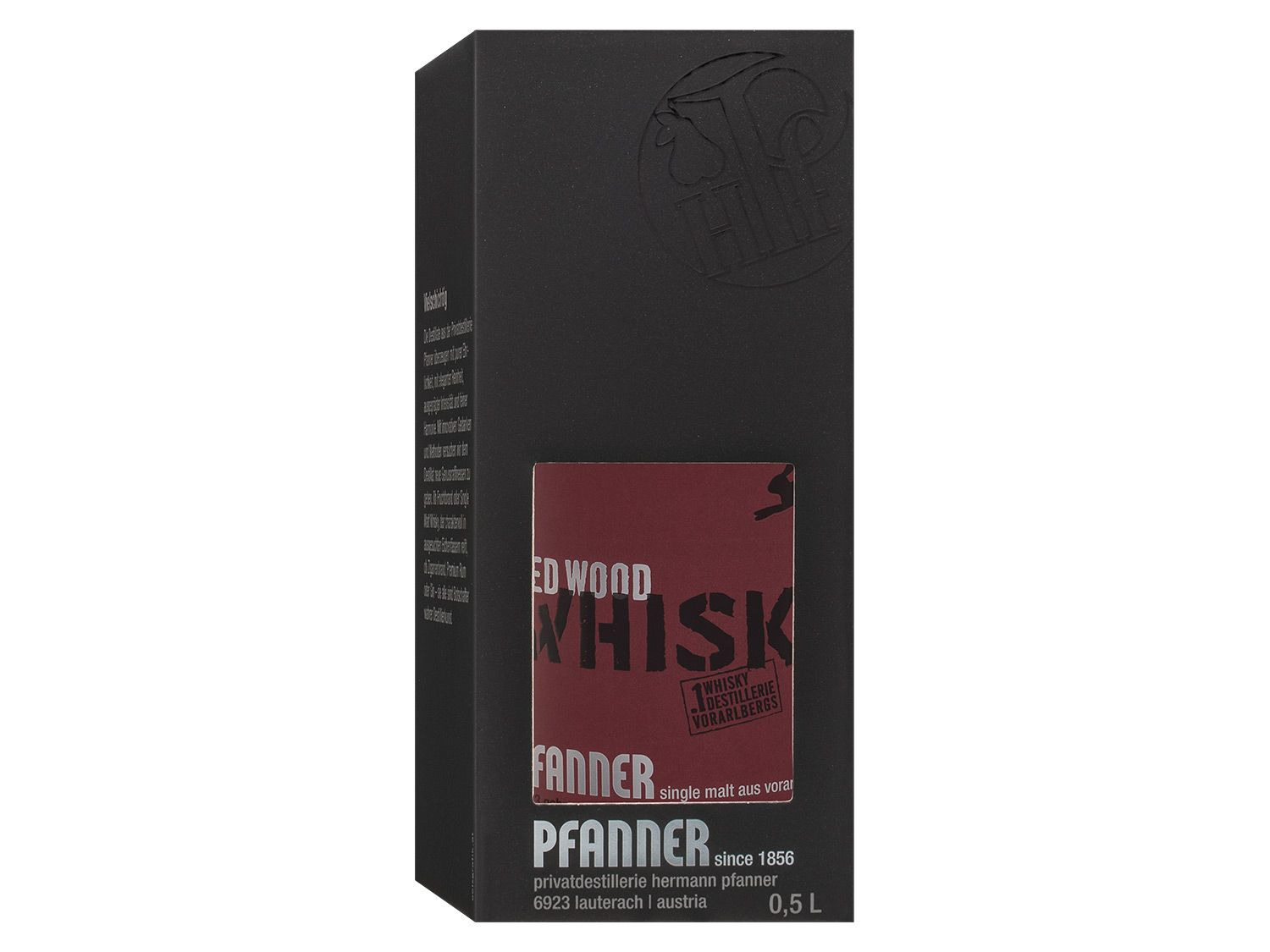 Pfanner Whisky Red LIDL mit 43% | Geschenkbox Vol Wood