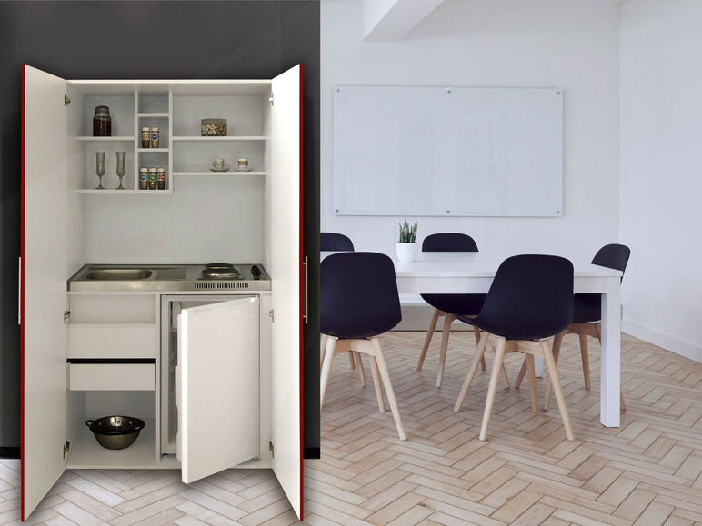 Gehe zu Vollbildansicht: respekta Schrankküche, B 104 cm, mit Kühlschrank, Auflagenspüle mit Duokochfeld - Bild 10
