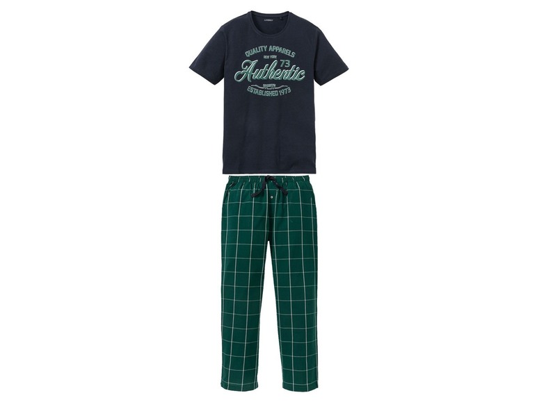 Gehe zu Vollbildansicht: LIVERGY® Herren Pyjama, mit Bindeband und Taschen, aus reiner Baumwolle - Bild 2