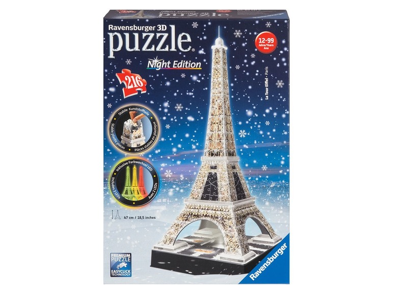 Gehe zu Vollbildansicht: Ravensburger Eiffelturm bei Nacht 3D Puzzle - Bild 2