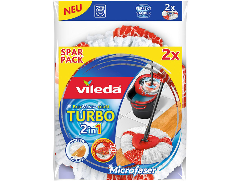 Gehe zu Vollbildansicht: Vileda Wischmop Ersatzkopf Turbo 2in1 Easy Wring & Clean, 2-teilig - Bild 2