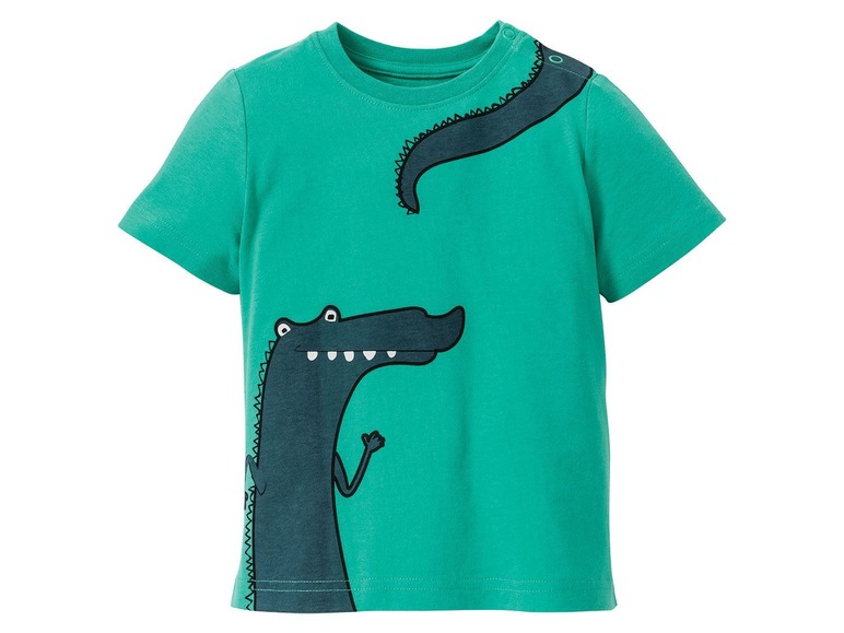 Gehe zu Vollbildansicht: LUPILU® Kleinkinder T-Shirt Jungen, 2 Stück, eins mit Krokodil-Print, aus reiner Baumwolle - Bild 12