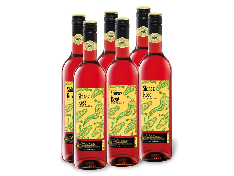 6 x Australien Rosé halbtrocken 75-l-Flasche Shiraz Roséwein 0 Weinpaket
