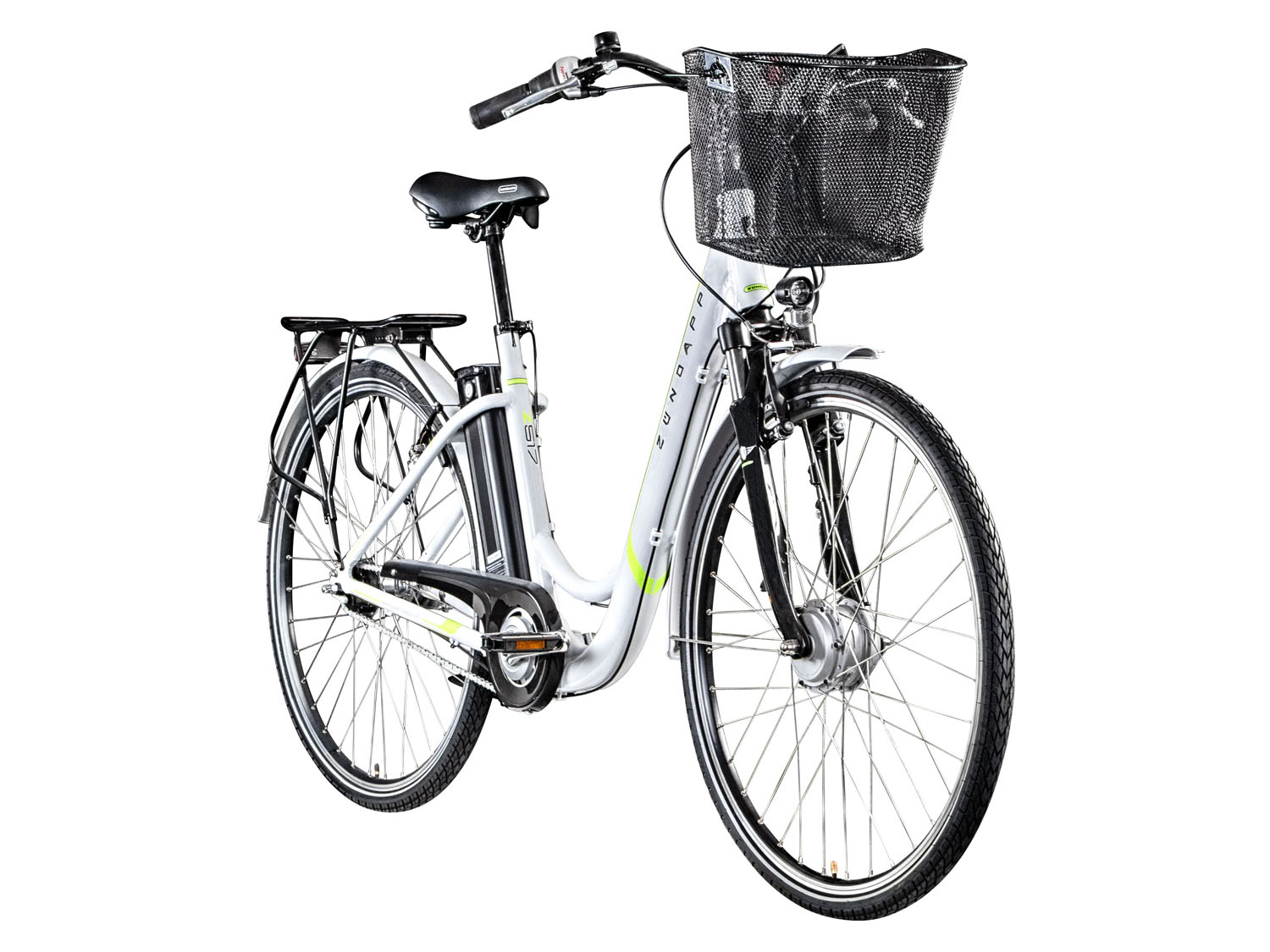 Zündapp Z517 700c E-Bike E Cityrad Damenrad Pedelec Elektrofahrrad Damen Fahrrad 28 Zoll (weiß grün)