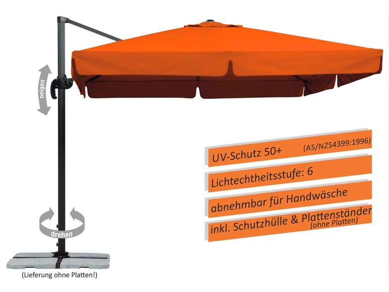 Gehe zu Vollbildansicht: Schneider Ampelschirm »RHODOS«, quadratisch, inklusive Schutzhülle, mit Alu-Stahl-Gestell - Bild 30