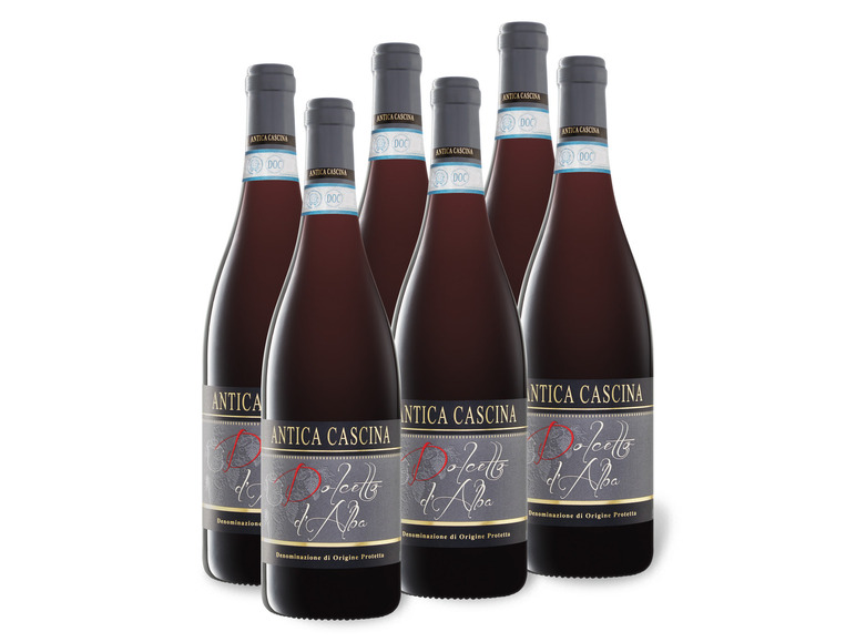 6 x 0,75-l-Flasche Weinpaket Dolcetto DOP Rotwein d\'Alba trocken