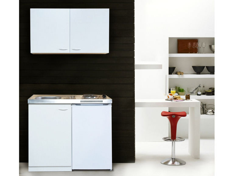 Gehe zu Vollbildansicht: respekta Küchenzeile, Single, B 100 cm, mit 2er Kochfeld, inklusive Kühlschrank - Bild 1