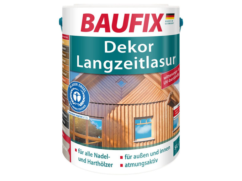 Gehe zu Vollbildansicht: BAUFIX Dekor-Langzeitlasur, seidenglänzend, 5 Liter Holzlasur - Bild 1