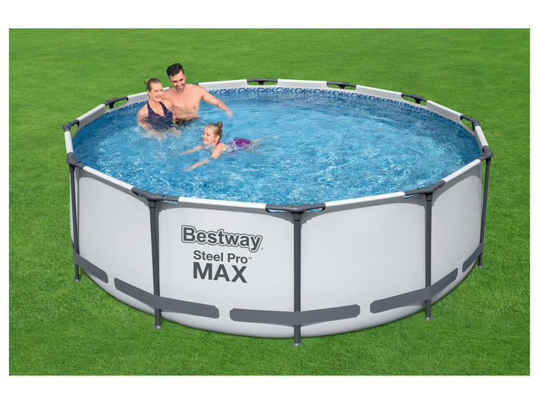 »Steel ProMAX™«, Sicherheitsleiter cm Pool Filterpumpe, 366x100 Bestway Stahlrahmenpool-Set,