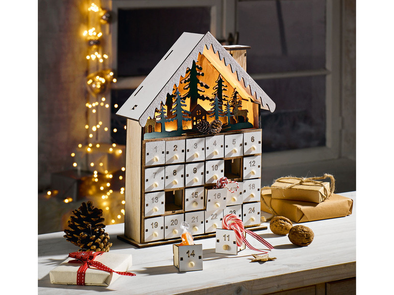 Gehe zu Vollbildansicht: LIVARNO home LED Adventskalender, aus Holz - Bild 4