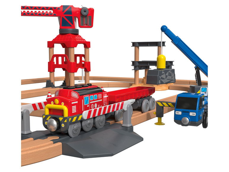 Playtive Holz Eisenbahn 68-teilig Baustelle