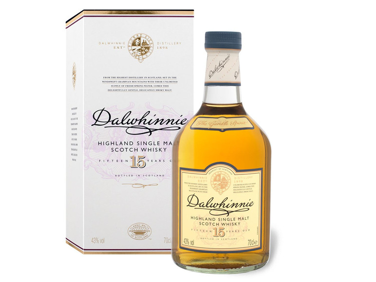 Dalwhinnie Highland Single Malt mit 43% Scotch Jahre Vol Geschenkbox 15 Whisky