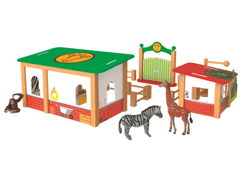 Playtive Zoogehege, zweiseitig mit Futterstation Holz verwendbarer