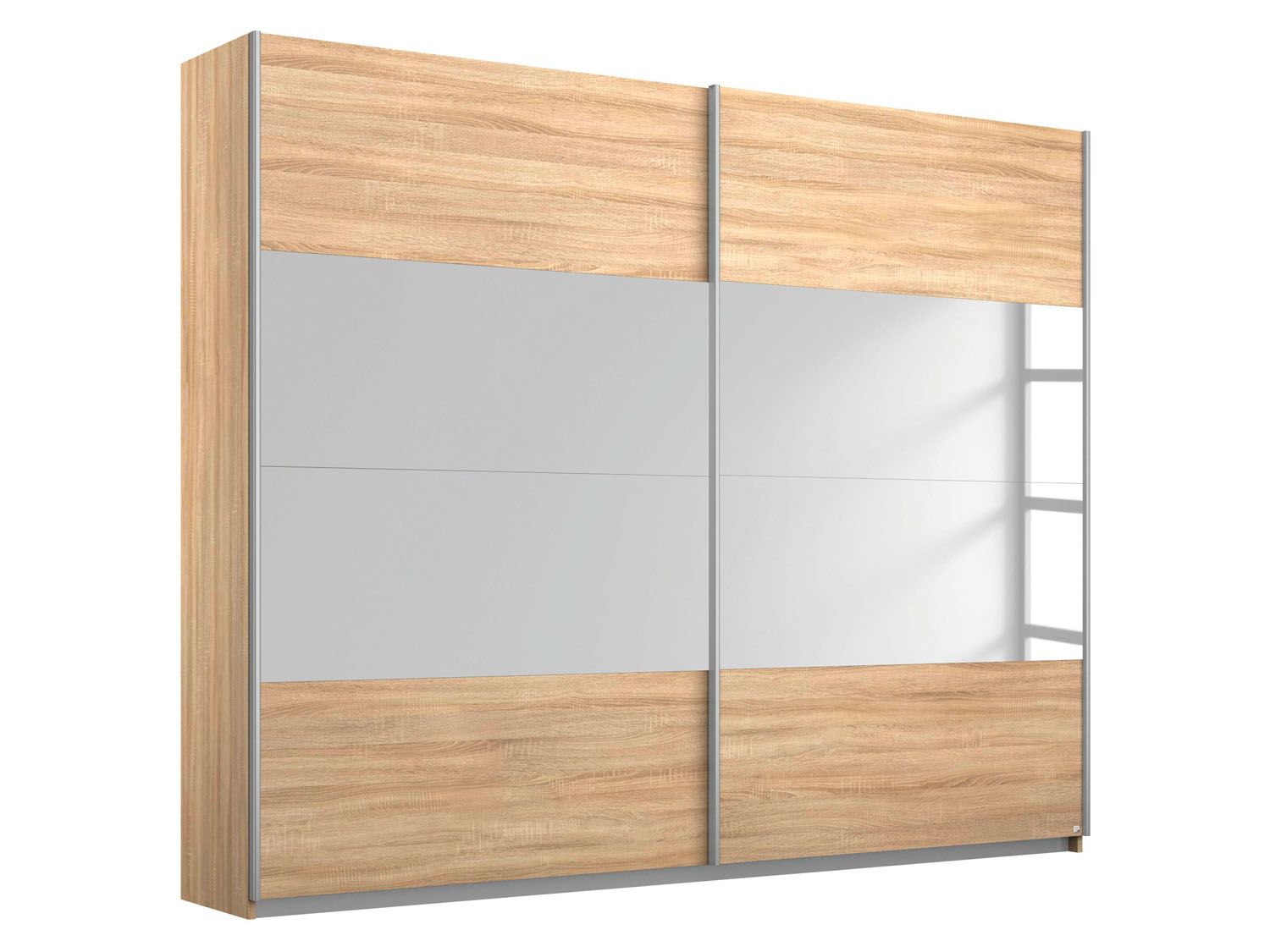 rauch ORANGE Quadra Schwebetürenschrank mit Spiegelelementen (Basic-Ausstattung, Korpus: Eiche, Breite: 181cm/Höhe: 210cm) Breite: 181cm/Höhe: 210cm